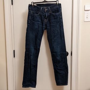 A&F Slim Straight Button-fly Blue Jeans 28W x 30L